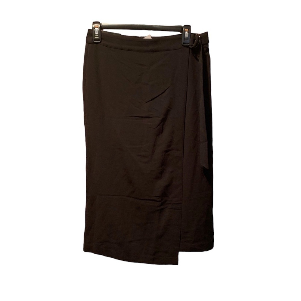 Banana Republic Factory Belted Wrap Pencil Skirt in Black Size 8 NWT
